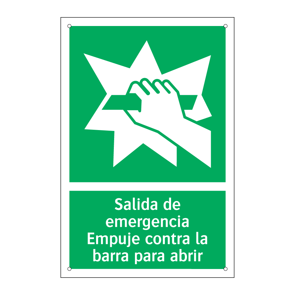 Salida de emergencia Empuje contra la barra para abrir
