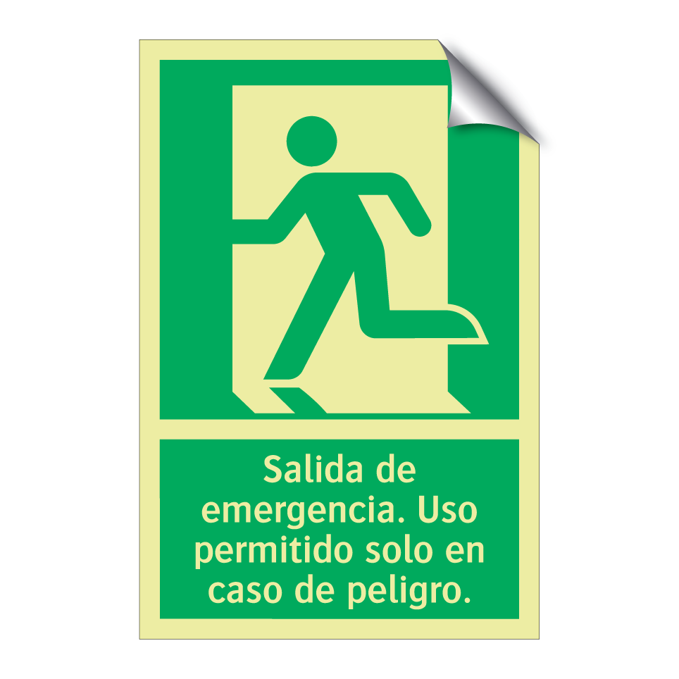 Salida de emergencia. Uso permitido solo en caso de peligro.