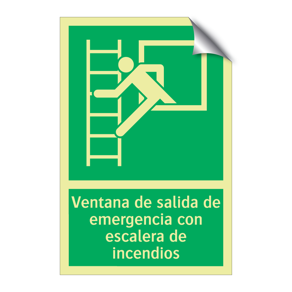 Ventana de salida de emergencia con escalera de incendios