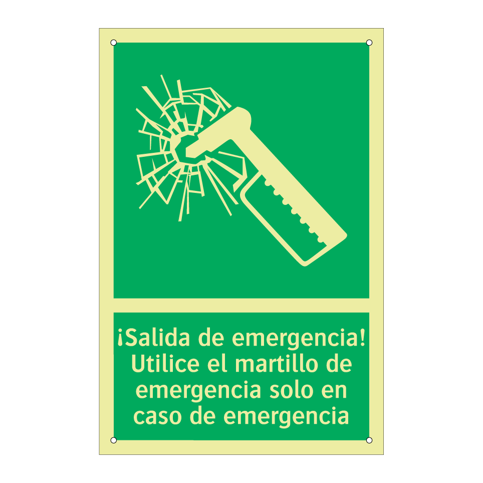 ¡Salida de emergencia! Utilice el martillo de emergencia solo en caso de emergencia
