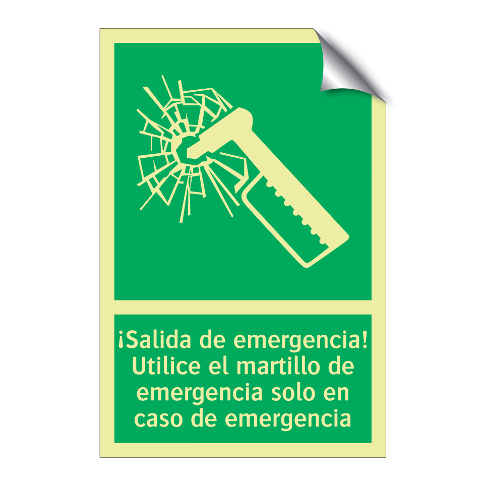 ¡Salida de emergencia! Utilice el martillo de emergencia solo en caso de emergencia