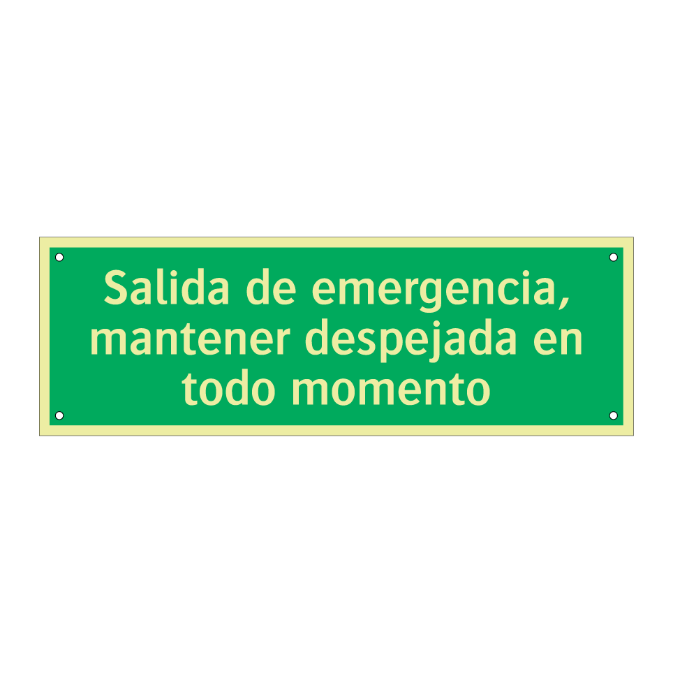 Salida de emergencia, mantener despejada en todo momento