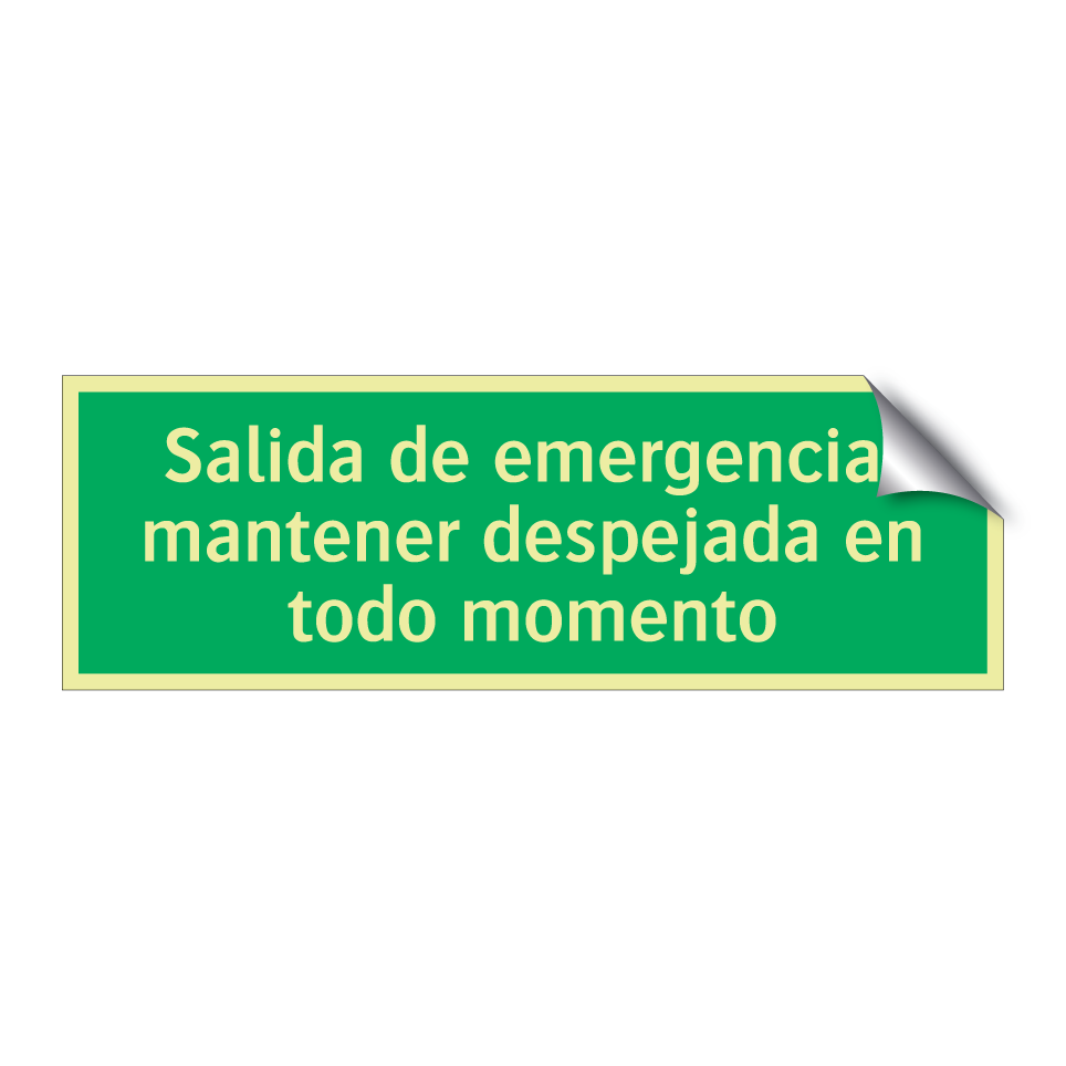 Salida de emergencia, mantener despejada en todo momento