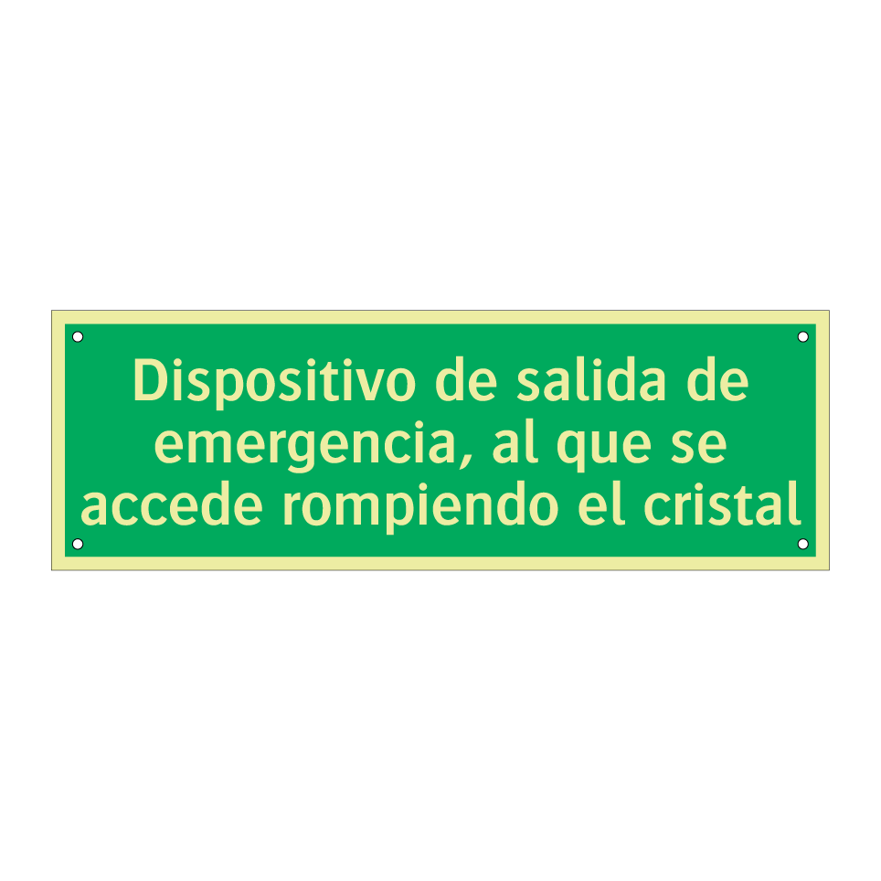 Dispositivo de salida de emergencia, al que se accede rompiendo el cristal