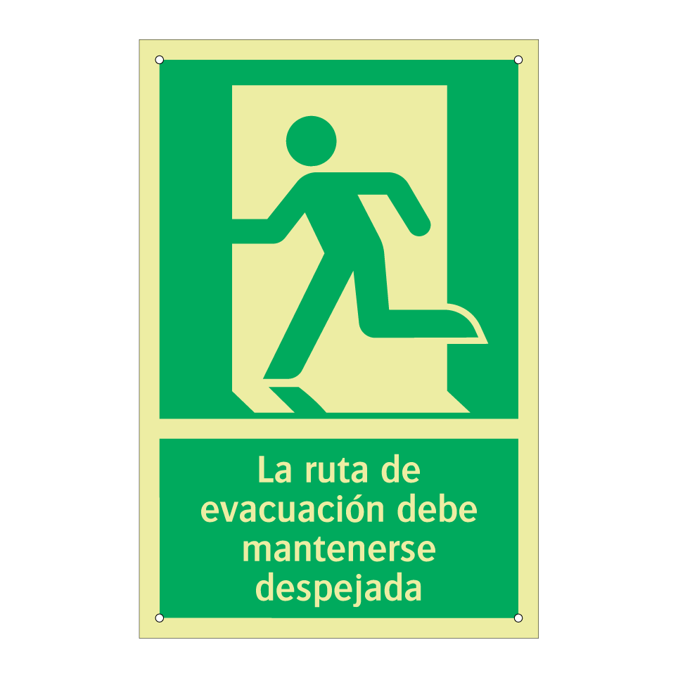 La ruta de evacuación debe mantenerse despejada