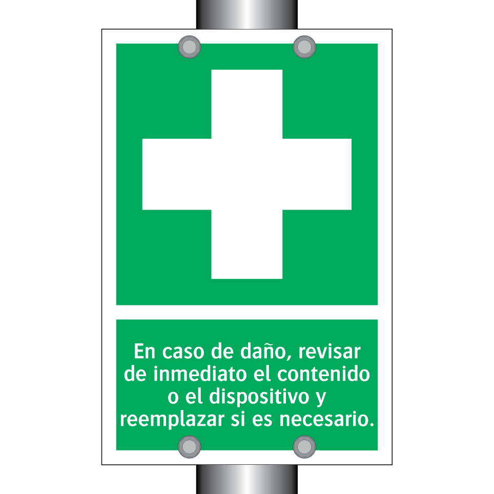 En caso de daño, revisar de inmediato el contenido o el dispositivo y reemplazar si es necesario.