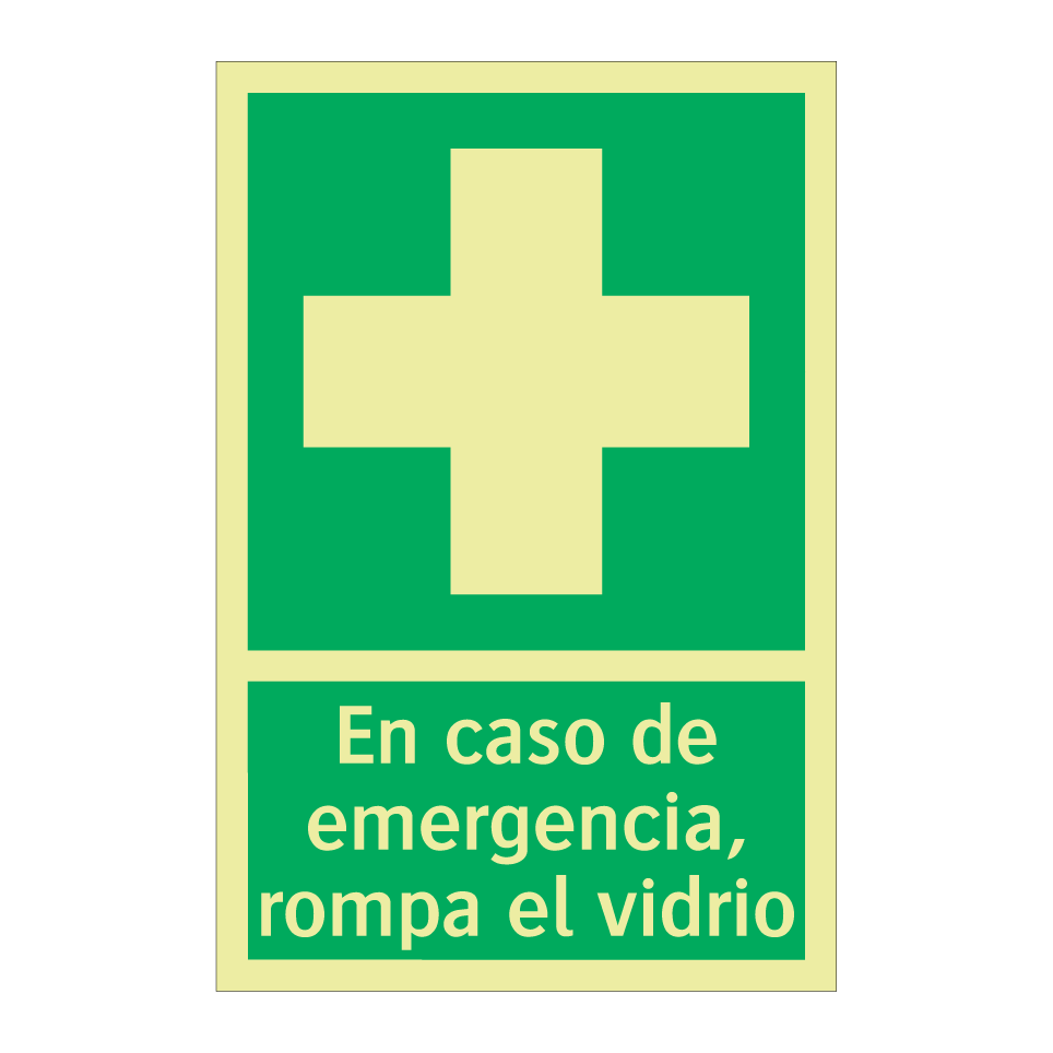 En caso de emergencia, rompa el vidrio