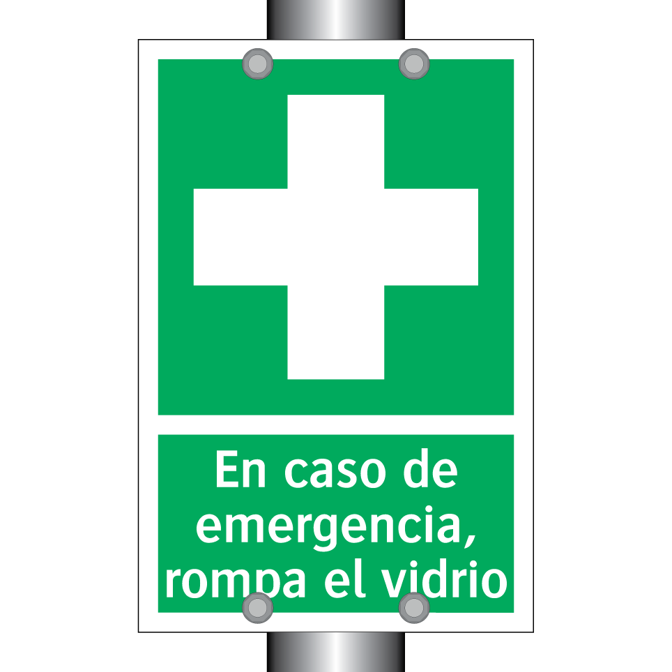 En caso de emergencia, rompa el vidrio