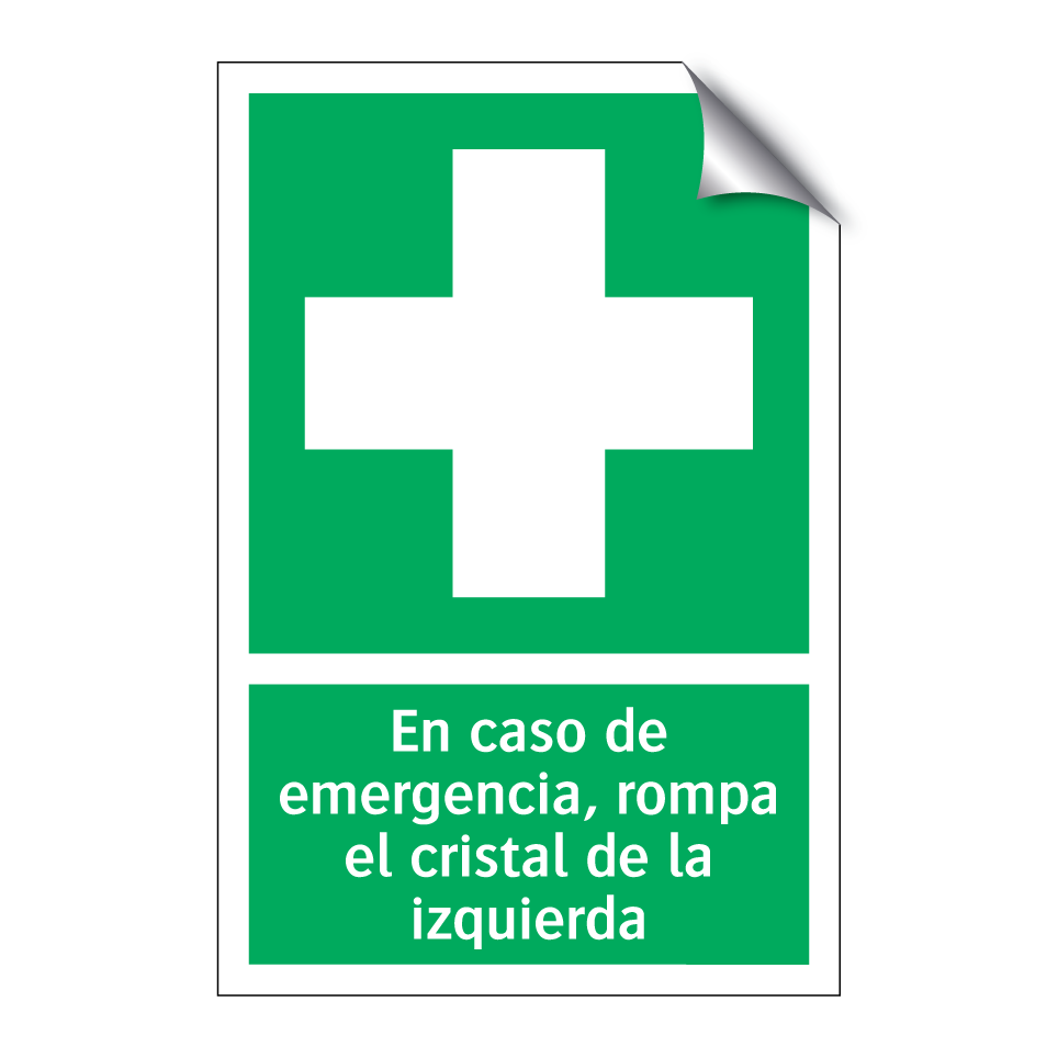 En caso de emergencia, rompa el cristal de la izquierda