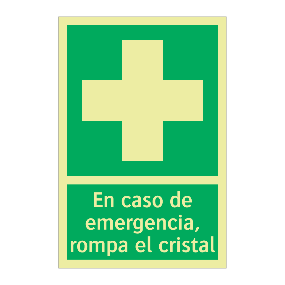 En caso de emergencia, rompa el cristal