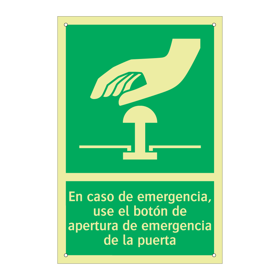 En caso de emergencia, use el botón de apertura de emergencia de la puerta
