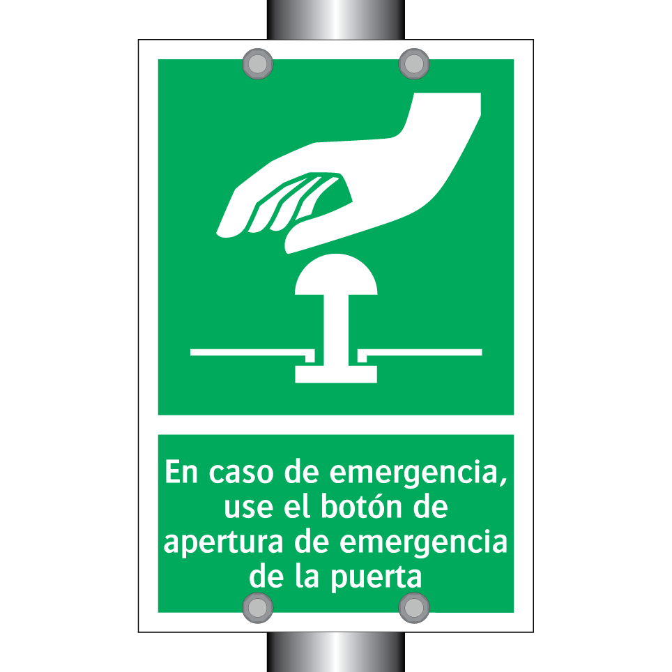 En caso de emergencia, use el botón de apertura de emergencia de la puerta