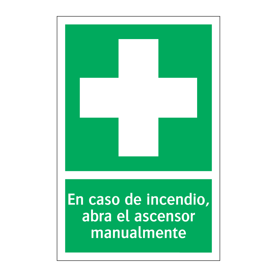 En caso de incendio, abra el ascensor manualmente