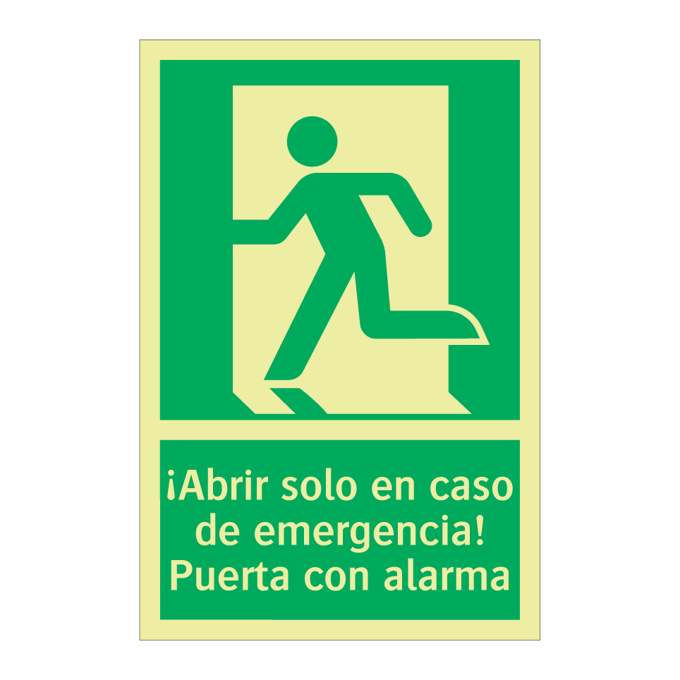 ¡Abrir solo en caso de emergencia! Puerta con alarma