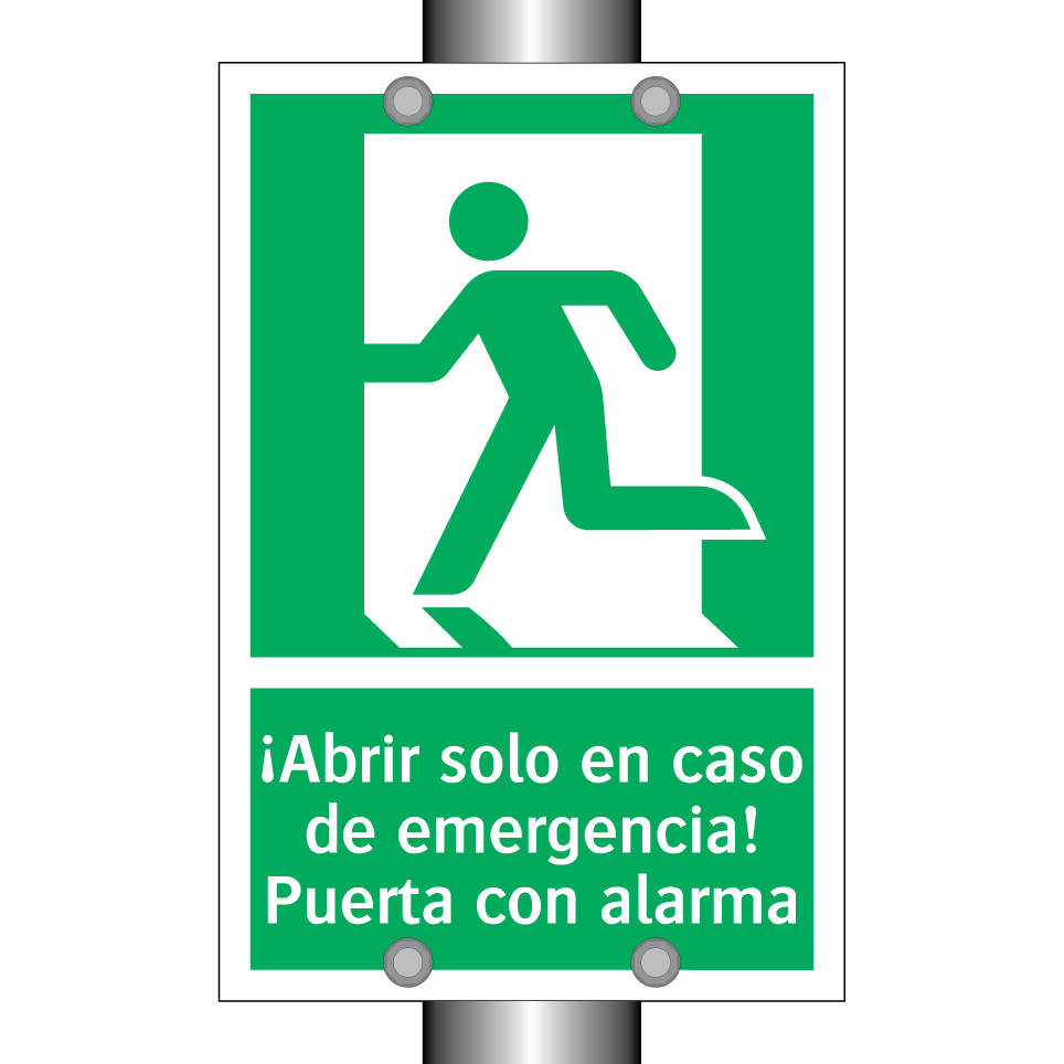 ¡Abrir solo en caso de emergencia! Puerta con alarma