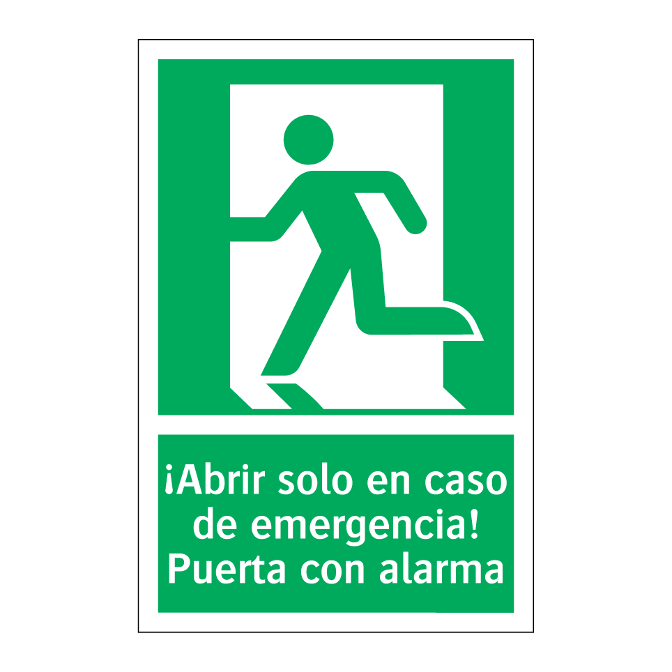 ¡Abrir solo en caso de emergencia! Puerta con alarma