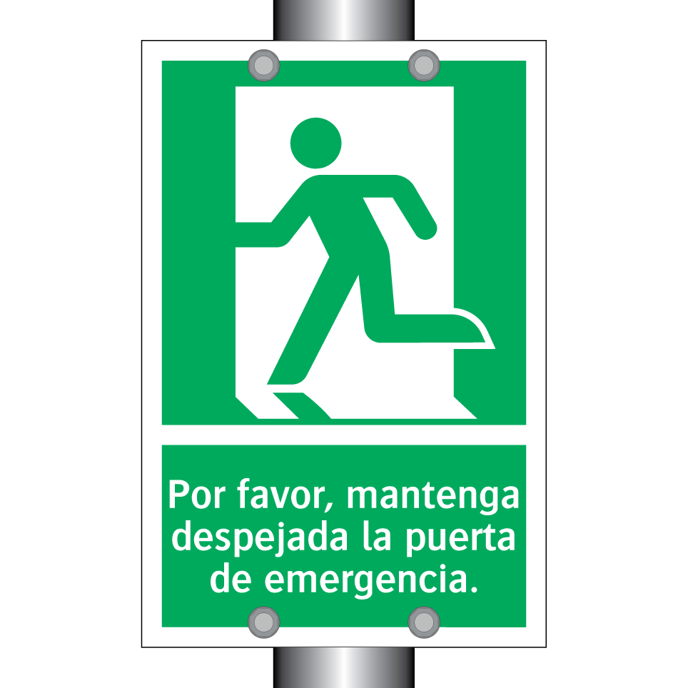 Por favor, mantenga despejada la puerta de emergencia.