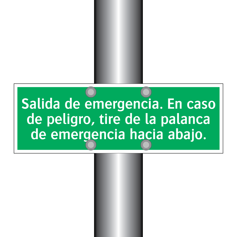 Salida de emergencia. En caso de peligro, tire de la palanca de emergencia hacia abajo.