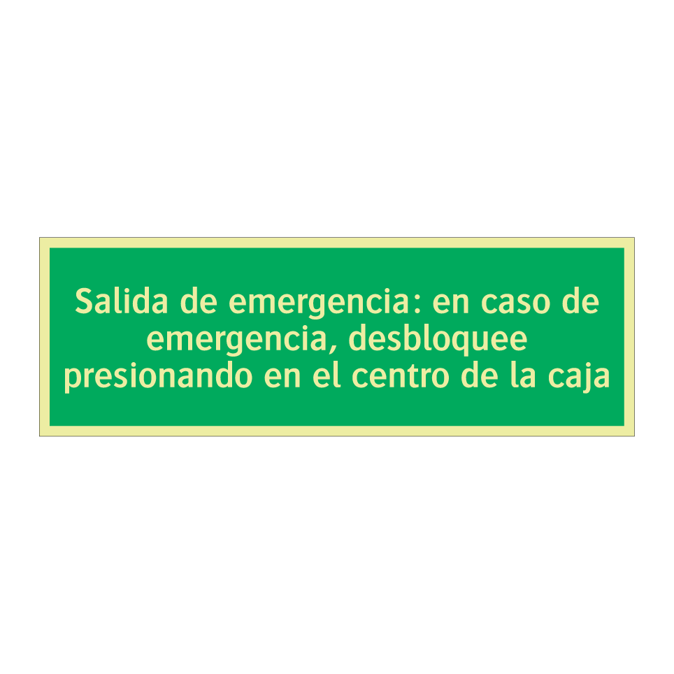 Salida de emergencia: en caso de emergencia, desbloquee presionando en el centro de la caja