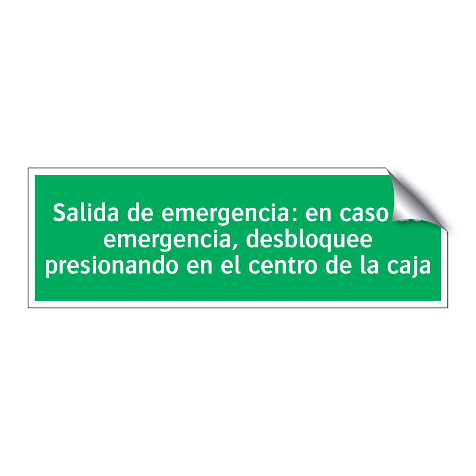 Salida de emergencia: en caso de emergencia, desbloquee presionando en el centro de la caja