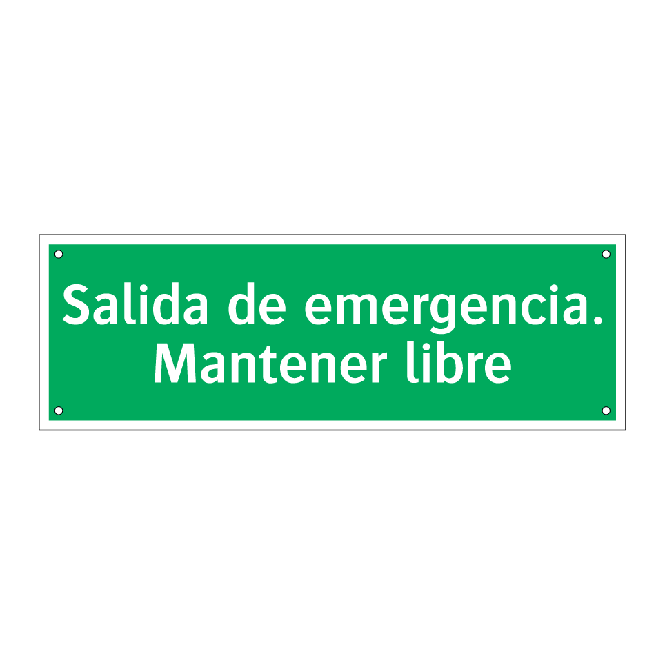 Salida de emergencia. Mantener libre