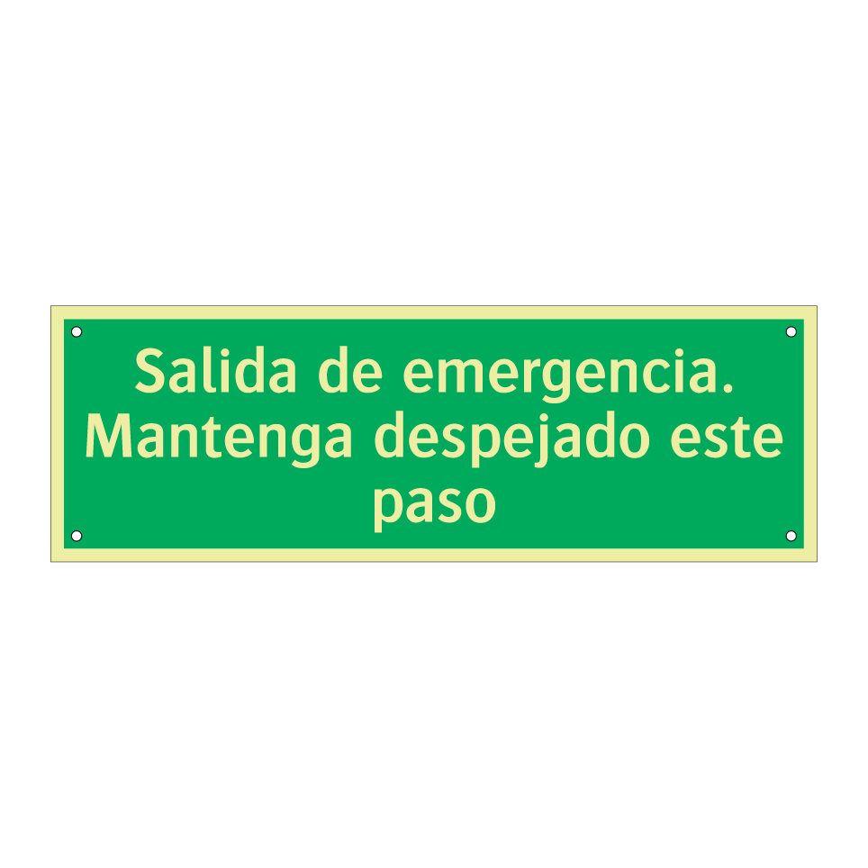 Salida de emergencia. Mantenga despejado este paso