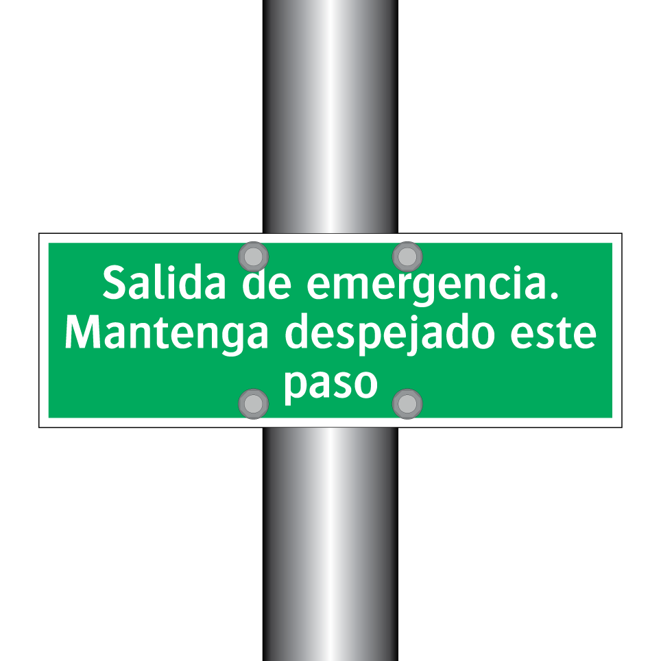 Salida de emergencia. Mantenga despejado este paso