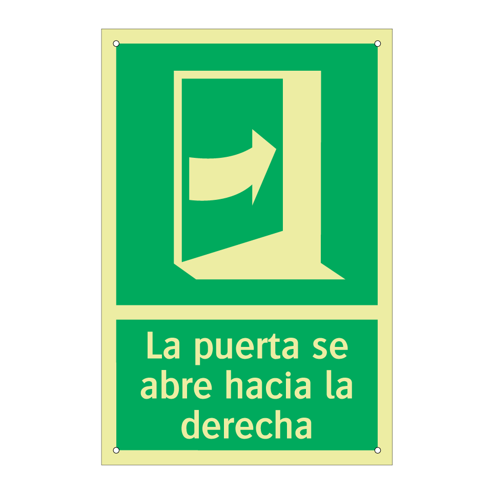 La puerta se abre hacia la derecha