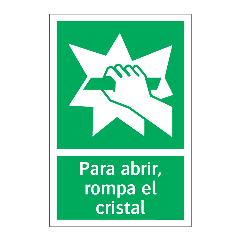 Para abrir, rompa el cristal