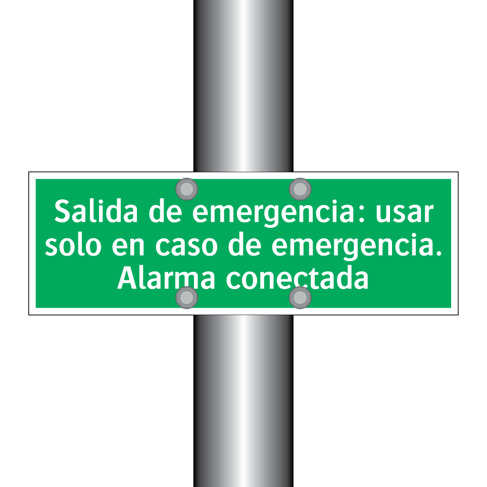 Salida de emergencia: usar solo en caso de emergencia. Alarma conectada