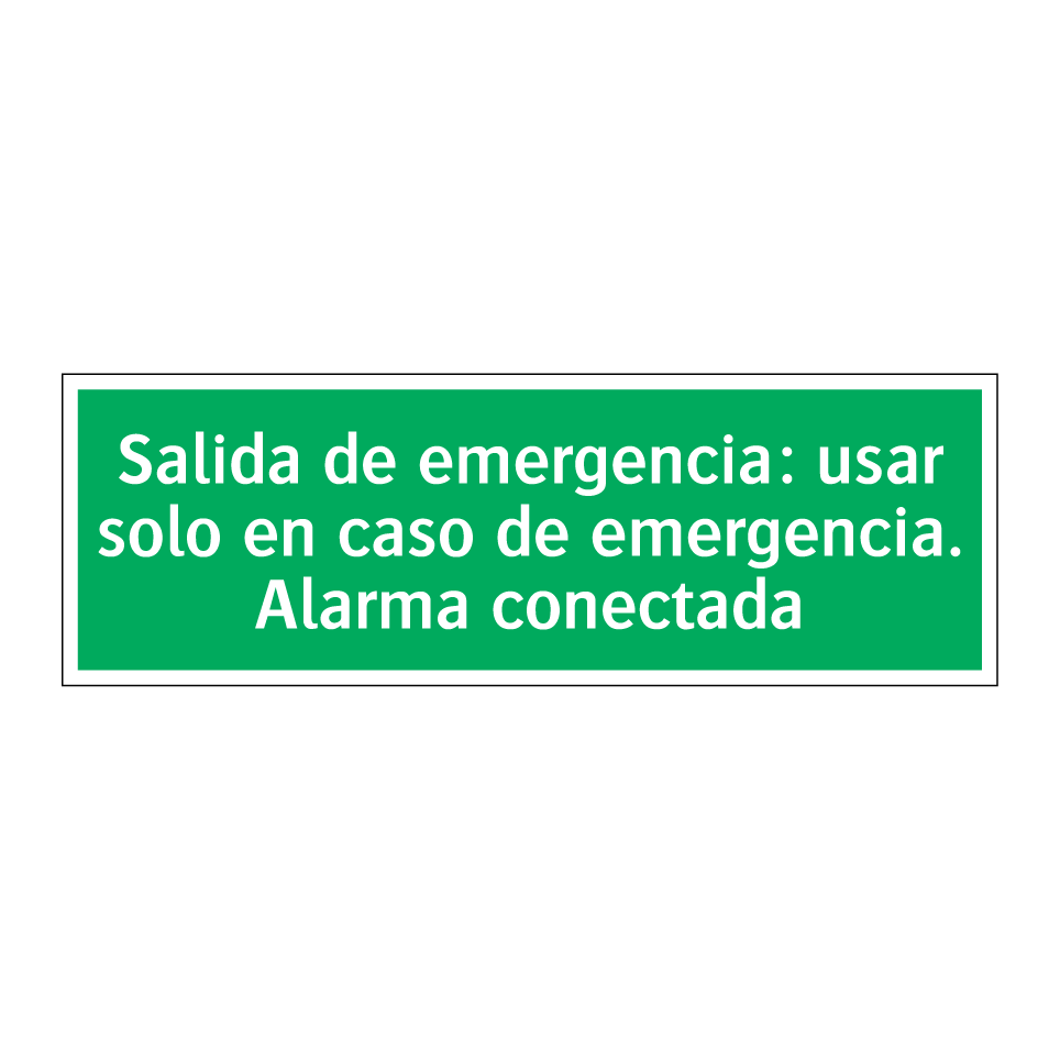 Salida de emergencia: usar solo en caso de emergencia. Alarma conectada