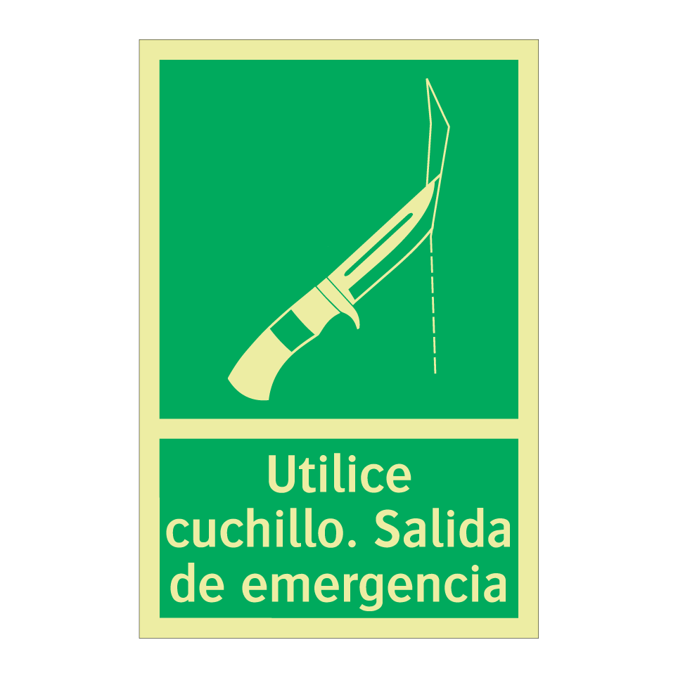 Utilice cuchillo. Salida de emergencia
