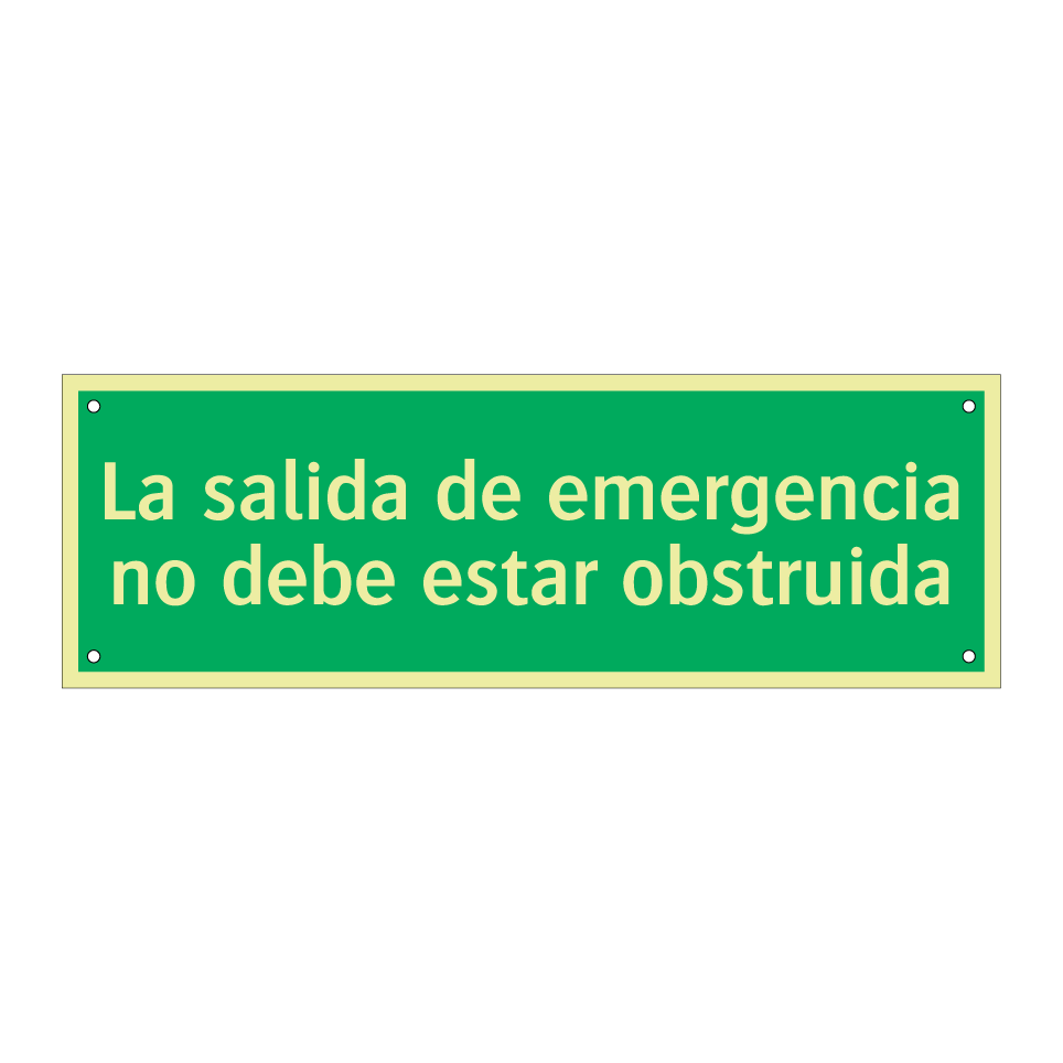 La salida de emergencia no debe estar obstruida