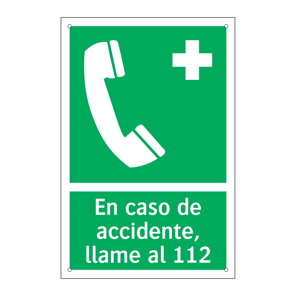 En caso de accidente, llame al 112