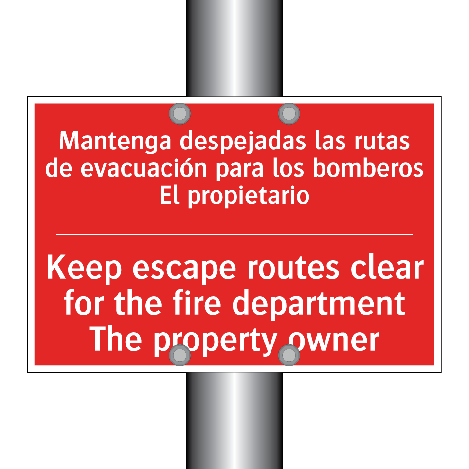 Mantenga despejadas las rutas /.../ - Keep escape routes clear for /.../