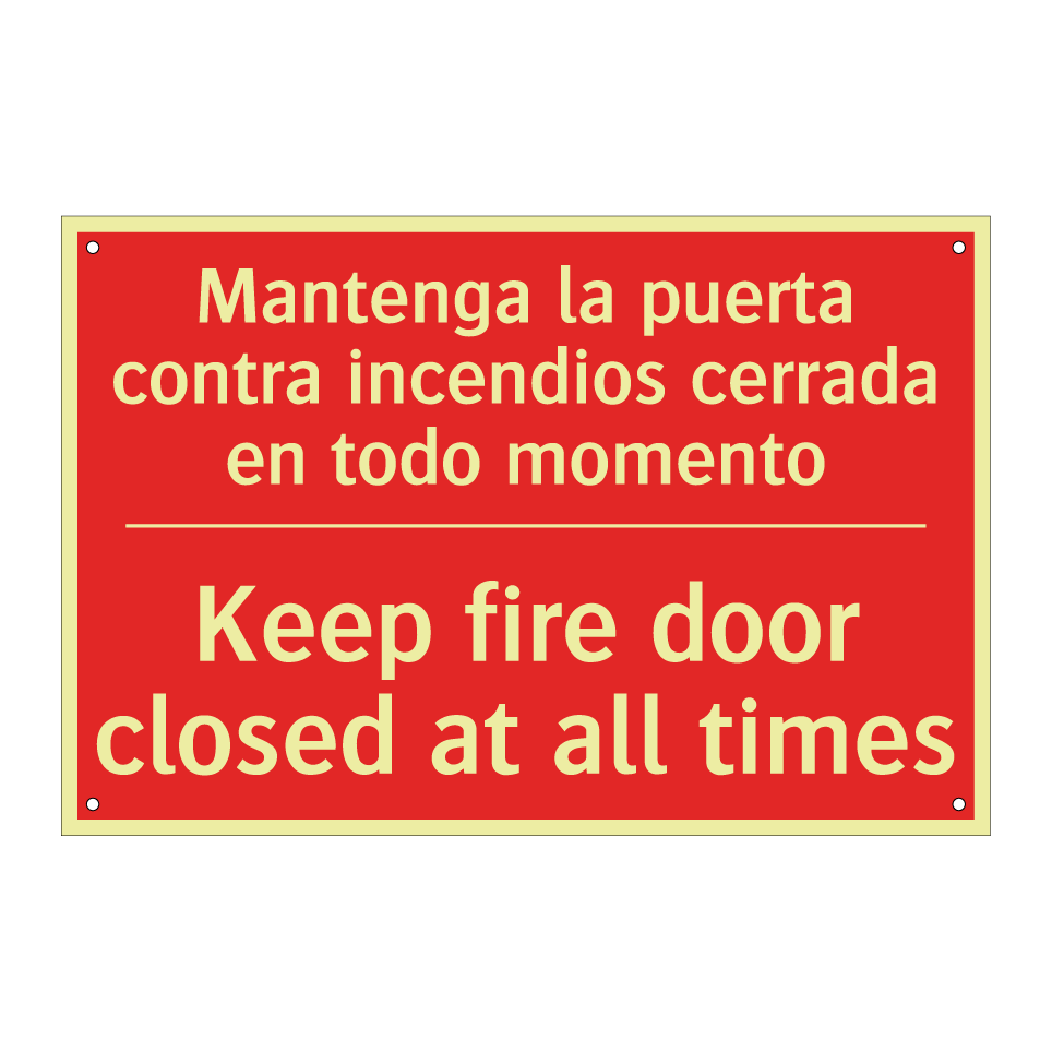 Mantenga la puerta contra /.../ - Keep fire door closed at all /.../