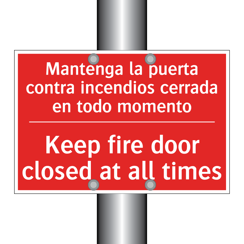 Mantenga la puerta contra /.../ - Keep fire door closed at all /.../