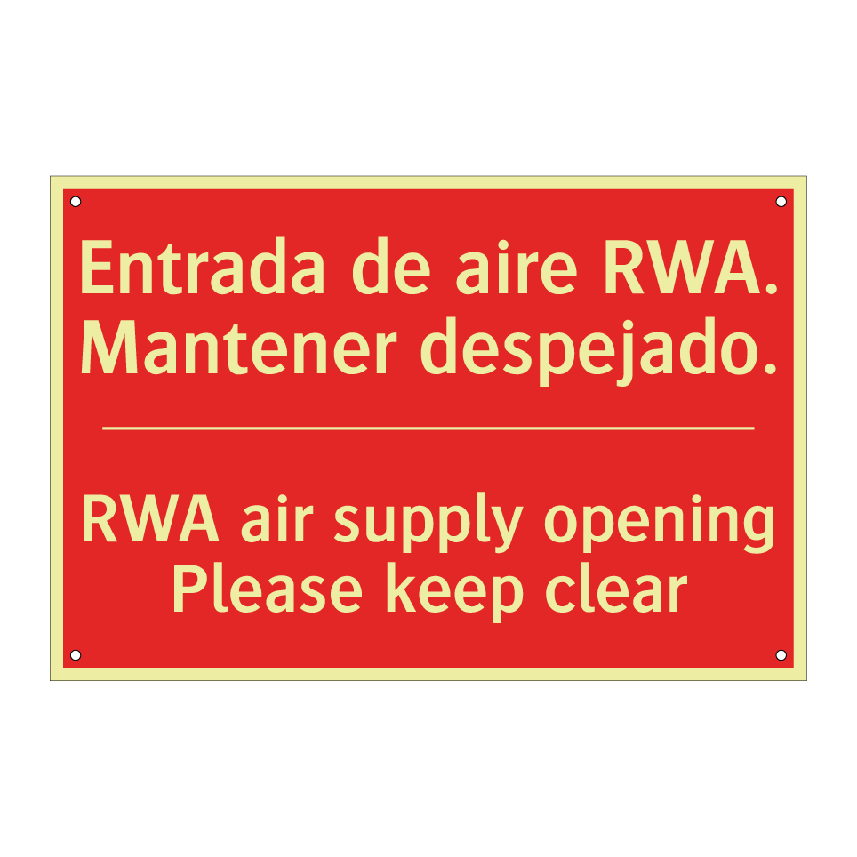 Entrada de aire RWA. Mantener /.../ - RWA air supply opening Please /.../
