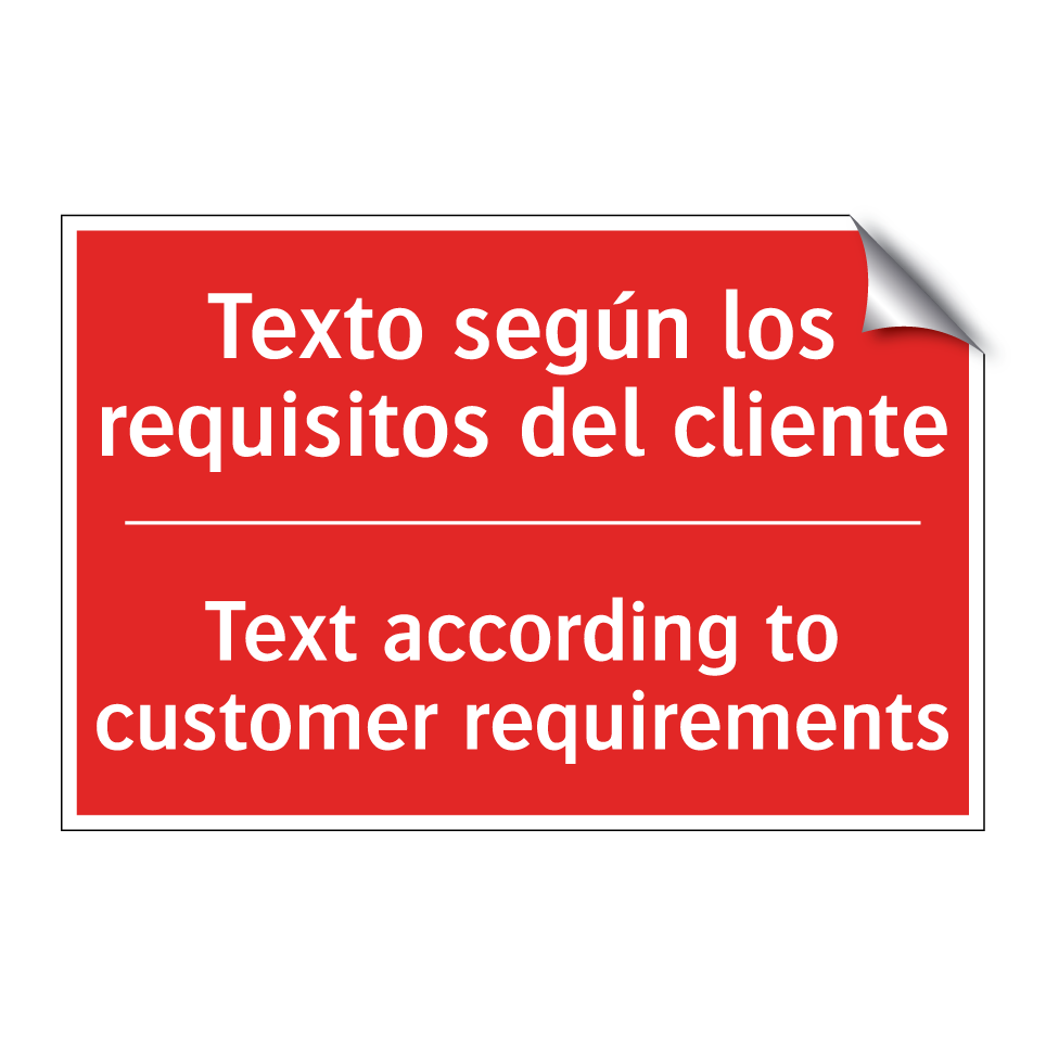 Texto según los requisitos /.../ - Text according to customer /.../
