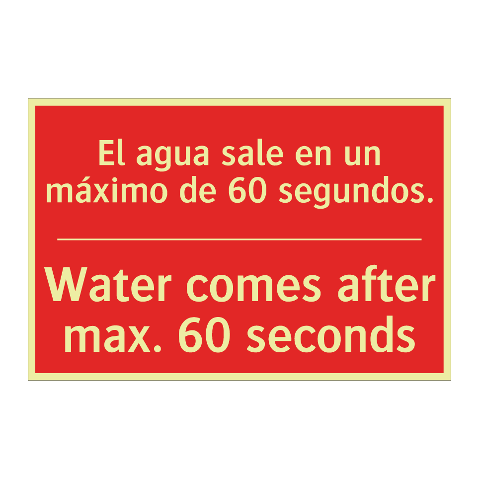 El agua sale en un máximo de /.../ - Water comes after max. 60 /.../