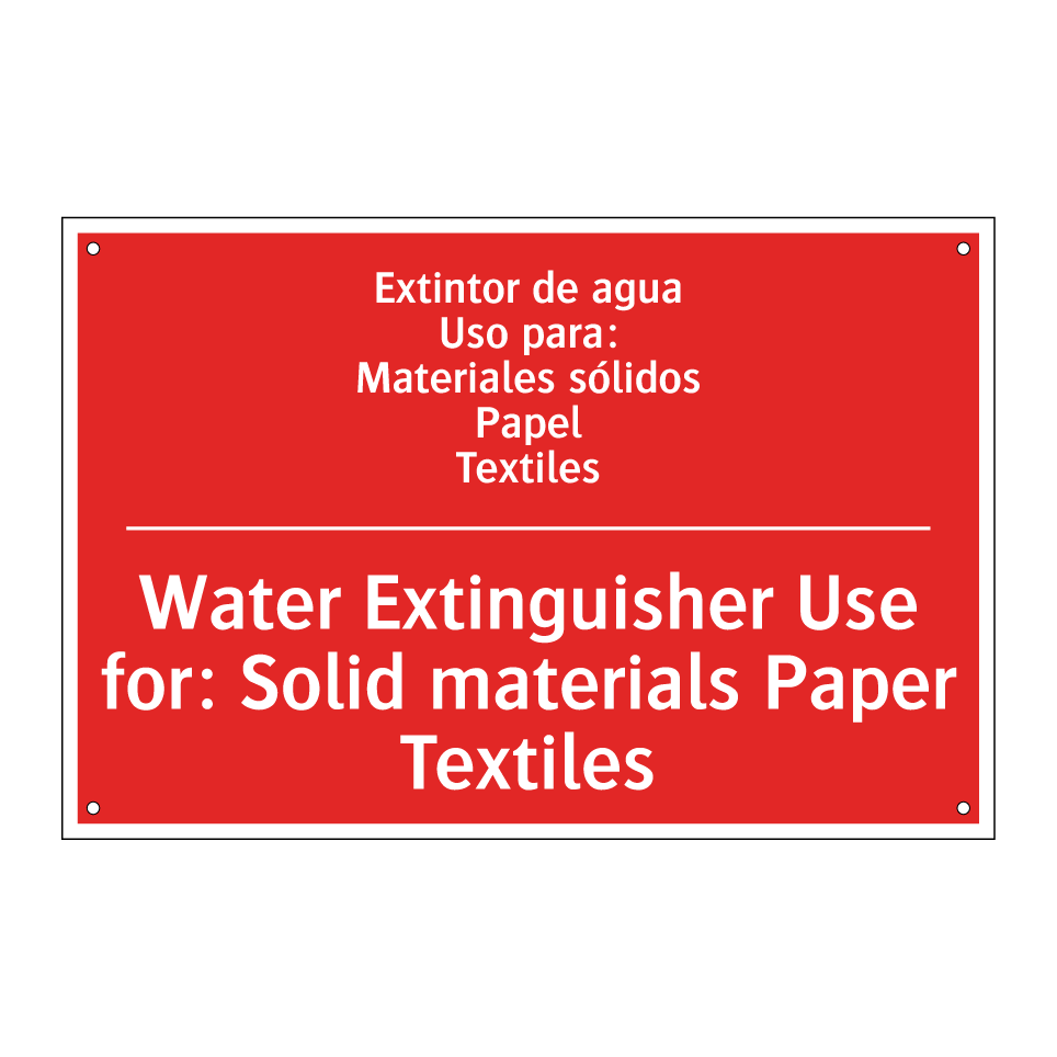 Extintor de agua /.../ - Water Extinguisher Use for: /.../