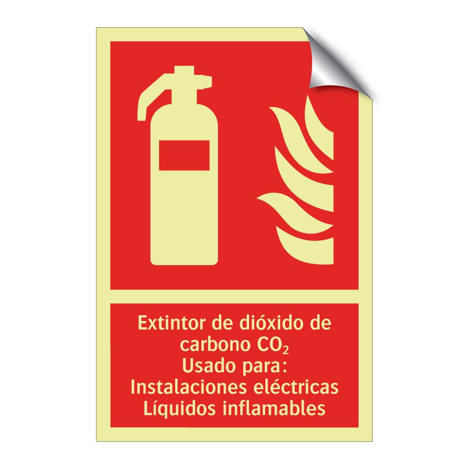Extintor de dióxido de carbono CO₂ Usado para: Instalaciones eléctricas Líquidos inflamables