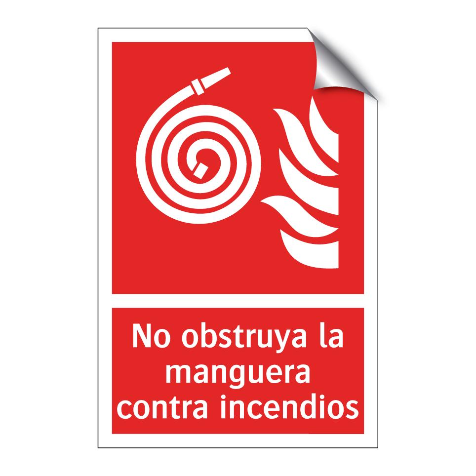 No obstruya la manguera contra incendios