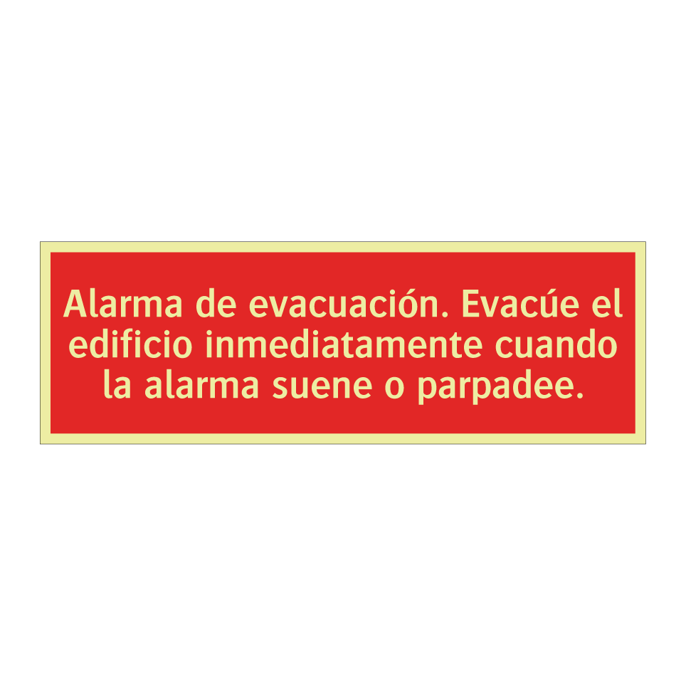 Alarma de evacuación. Evacúe el edificio inmediatamente cuando la alarma suene o parpadee.