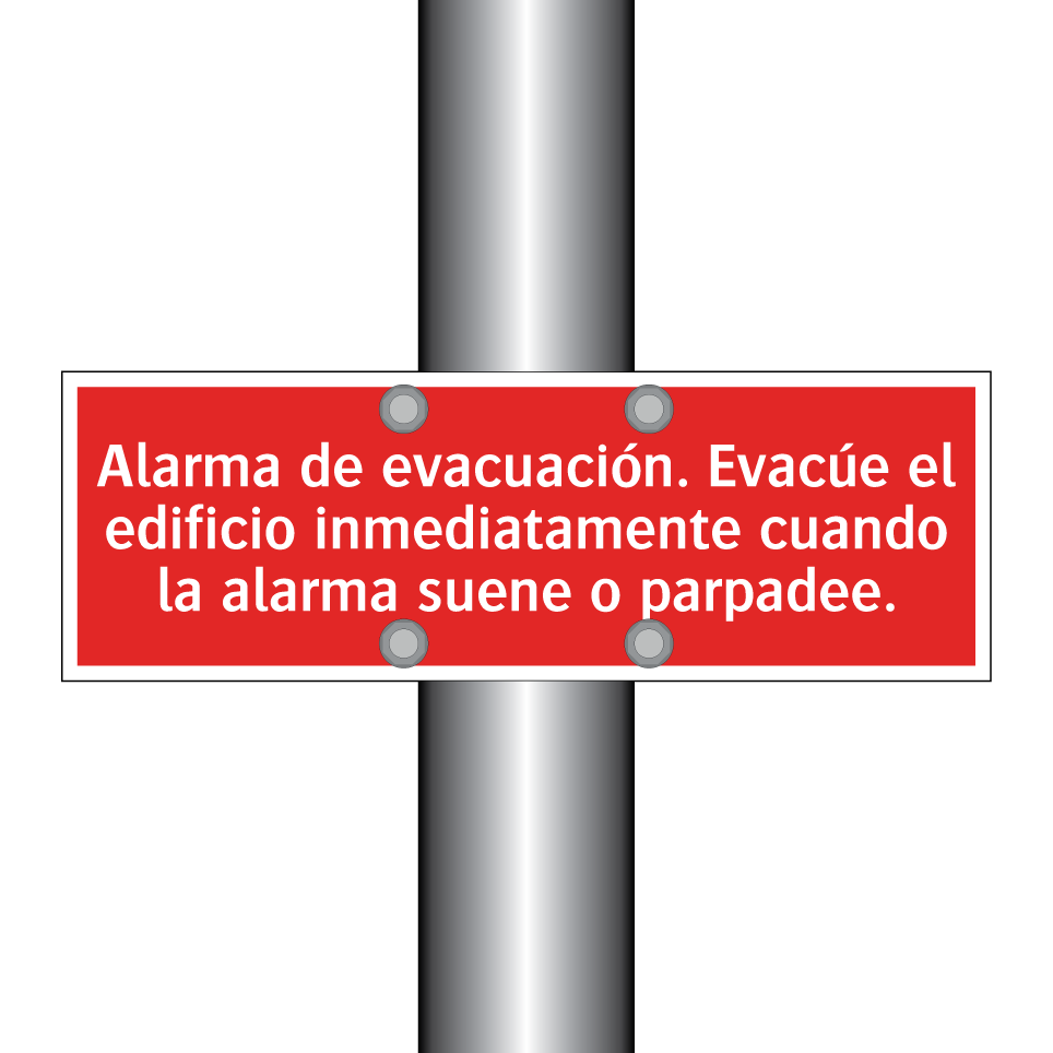 Alarma de evacuación. Evacúe el edificio inmediatamente cuando la alarma suene o parpadee.
