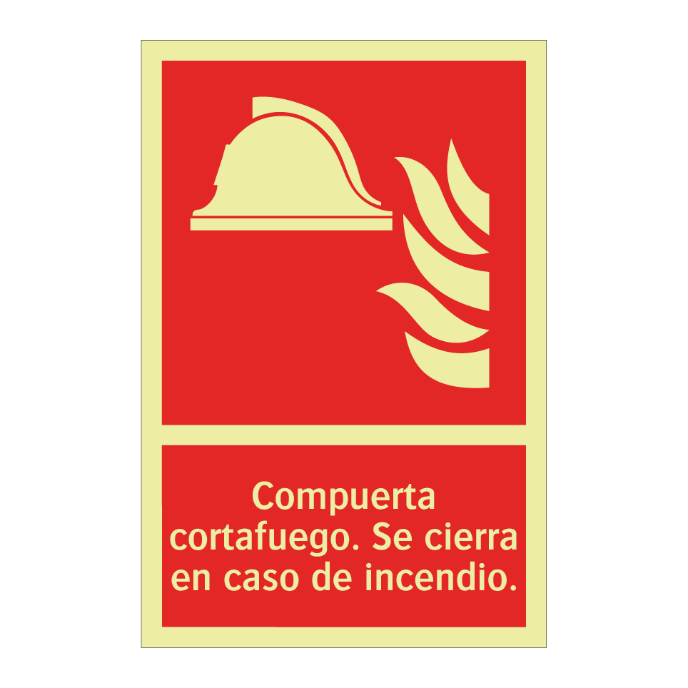 Compuerta cortafuego. Se cierra en caso de incendio.