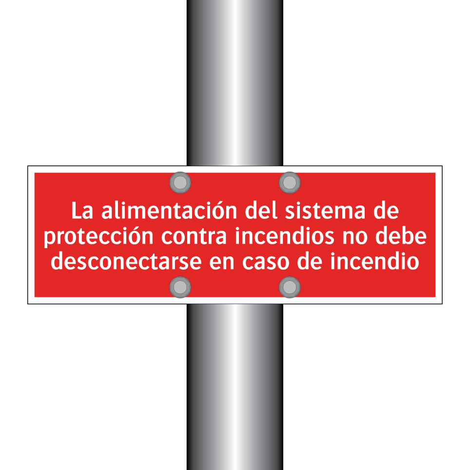 La alimentación del sistema de protección contra incendios no debe desconectarse en caso de incendio