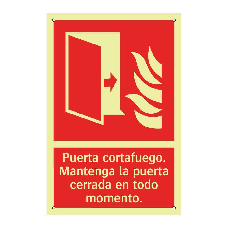 Puerta cortafuego. Mantenga la puerta cerrada en todo momento.