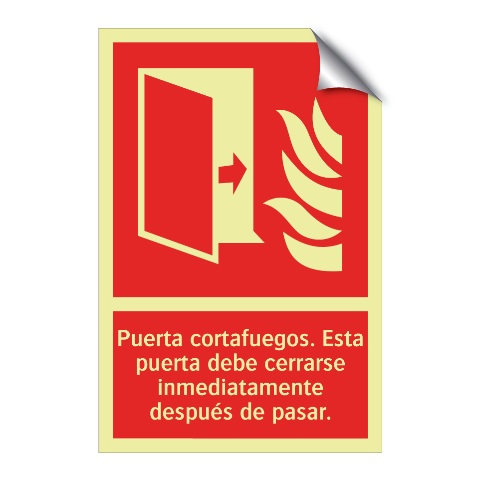 Puerta cortafuegos. Esta puerta debe cerrarse inmediatamente después de pasar.