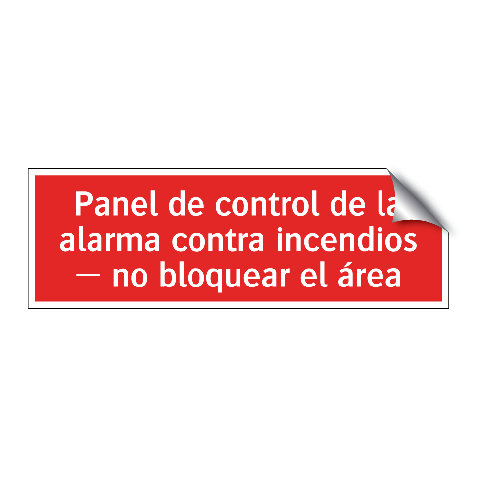 Panel de control de la alarma contra incendios — no bloquear el área